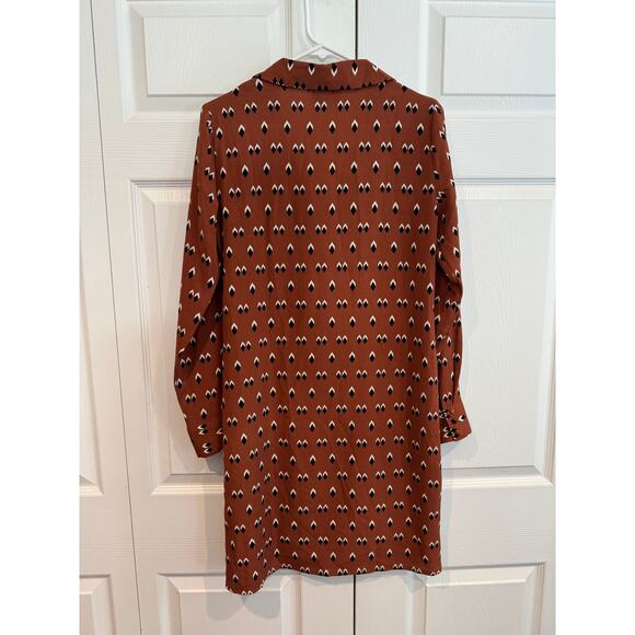 Object by Vero Moda Burnt Orange Geometric Shirt Dress – Size 8 - Picture 8 of 8
